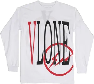 Vlone Logo White Long Sleeve Shirt PNG Image