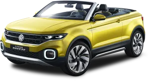 Volkswagen T Cross Breeze Yellow Convertible PNG Image