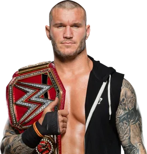 W W E Champion With Title Belt PNG Image