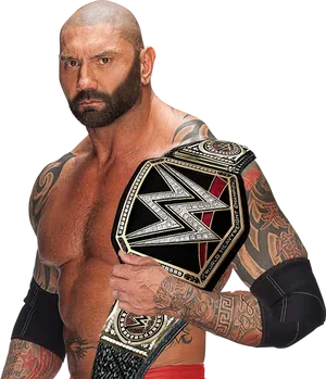 W W E Champion With Title Belt PNG Image