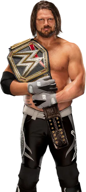 W W E Championwith Belt PNG Image