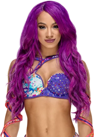 W W E Diva With Purple Hair PNG Image