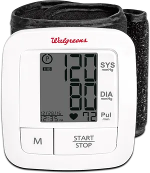 Walgreens Blood Pressure Monitor Display PNG Image