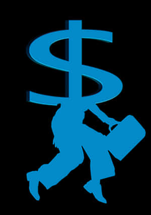 Walking Dollar Sign Silhouette PNG with transparent background