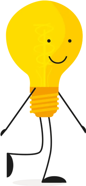 Walking Lightbulb Character PNG Image