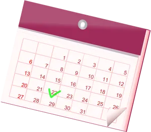 Wall Calendar Check Mark Date PNG Image