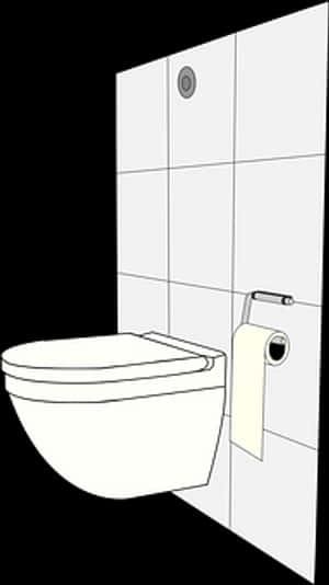 Wall Mounted Toiletwith Toilet Paper PNG image with transparent background