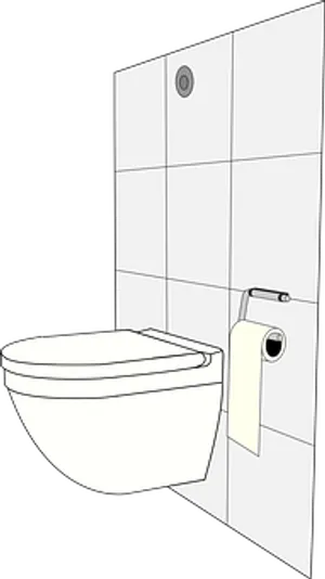 Wall Mounted Toiletwith Toilet Paper PNG Image