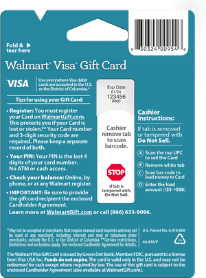Walmart Visa Gift Card Instructions PNG