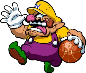 Wario_ Basketball_ Action PNG Image