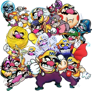 Wario_ Character_ Collage PNG Image