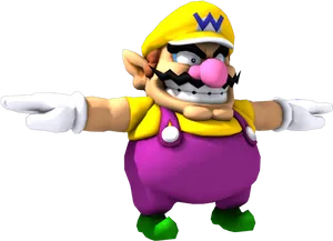 Wario Character Pose PNG Image