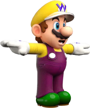 Wario Character Pose3 D PNG Image