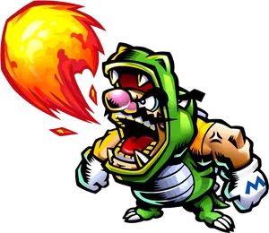 Wario_ Fire_ Breath_ Attack PNG Image