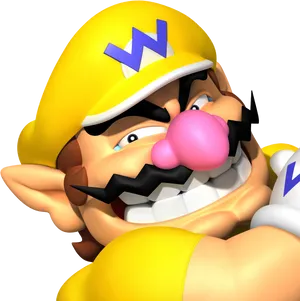 Wario Grinning Character Portrait PNG Image