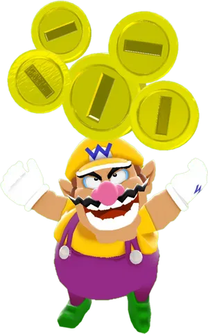 Wario_with_ Gold_ Coins.png PNG Image