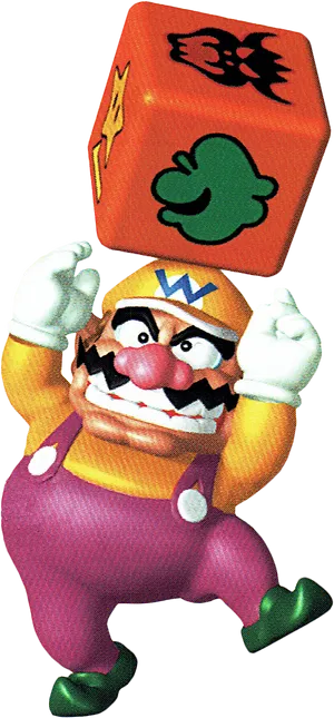 Wario_with_ Mystery_ Block PNG Image