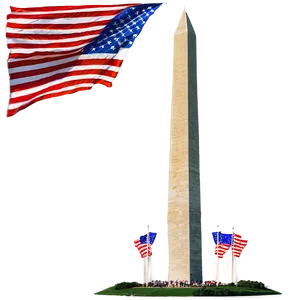 Washington Monument Flanked By U.s. Flags Png Gcf35 PNG Image