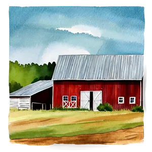 Watercolor Barn Painting Png 06122024 PNG Image