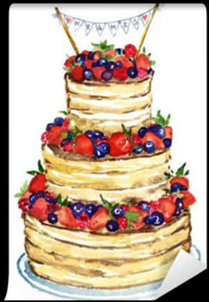 Watercolor Berry Cake Illustration PNG image with transparent background