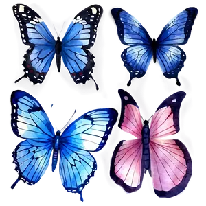 Watercolor Blue Butterflies Png Rkm83 PNG Image