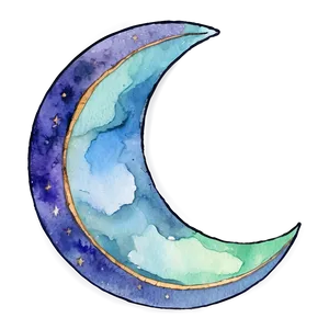 Watercolor Crescent Moon Png 06252024 PNG Image