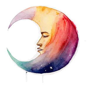 Watercolor Crescent Moon Png Pox40 PNG Image