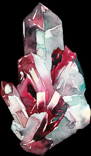 Watercolor Crystal Cluster Artwork PNG image with transparent background