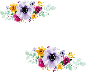 Watercolor Floral Arrangement Black Background PNG Image