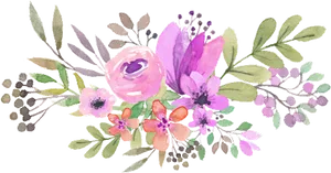 Watercolor Floral Arrangement_ Black Background.jpg PNG Image