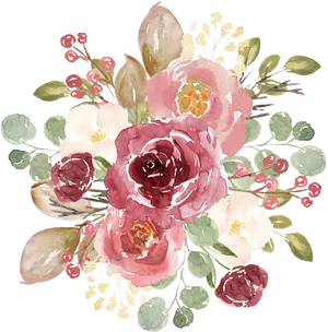 Watercolor Floral Bouquet_ Artwork PNG Image