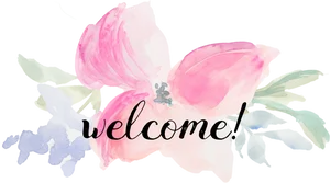 Watercolor Floral Welcome Sign PNG Image