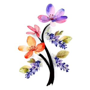 Watercolor Flower Tree Art Png Ecv83 PNG Image