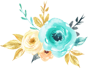 #watercolor #flowers #mint #gold #silver #grey #teal - Mint Green Watercolor Flowers, HD Png Download PNG image with transparent background