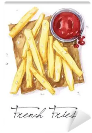 Watercolor French Friesand Ketchup PNG Image