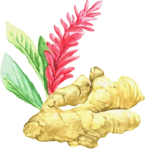 Watercolor Ginger Flower Illustration PNG Image