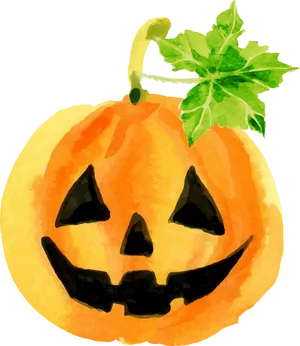 Watercolor Halloween Pumpkin PNG Image