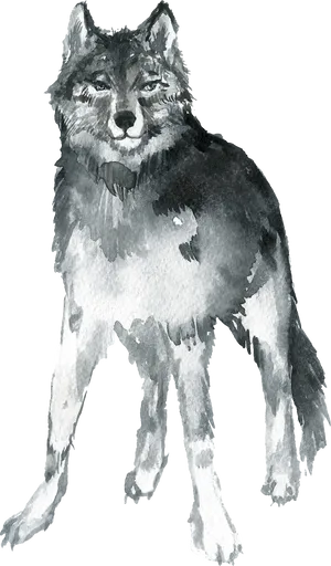 Watercolor Husky Artwork PNG Image