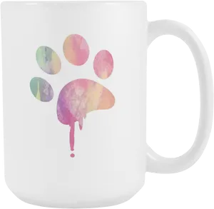 Watercolor Paw Print Mug PNG Image