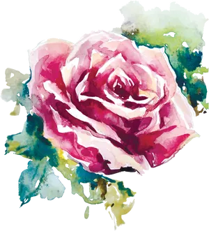 Watercolor Pink Rose Artwork PNG Image