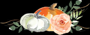 Watercolor Pumpkin With Flowers, HD Png Download PNG image with transparent background