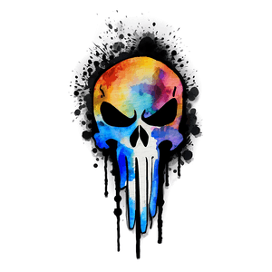 Watercolor Punisher Skull PNG brs63 PNG with transparent background