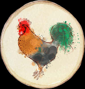 Watercolor Rooster Artwork PNG image with transparent background