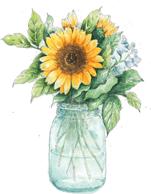 Drawn Mason Jar Sunflower Png - Sunflower In Mason Jar, Transparent Png PNG