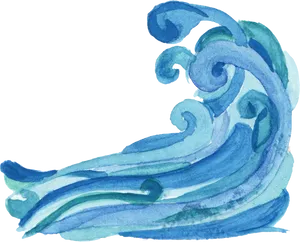 Watercolor Wave Artwork PNG Image