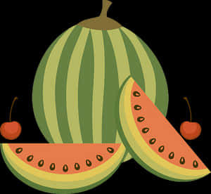Watermelonand Slices Vector PNG image with transparent background