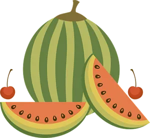 Watermelonand Slices Vector PNG Image