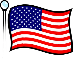 Waving American Flag Illustration PNG Image