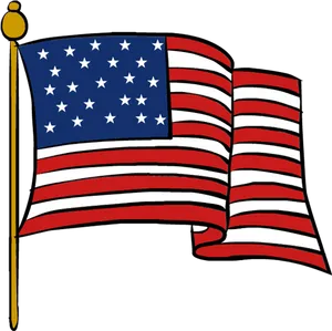 Waving American Flag Illustration PNG Image