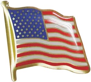 Waving American Flag Pin PNG Image